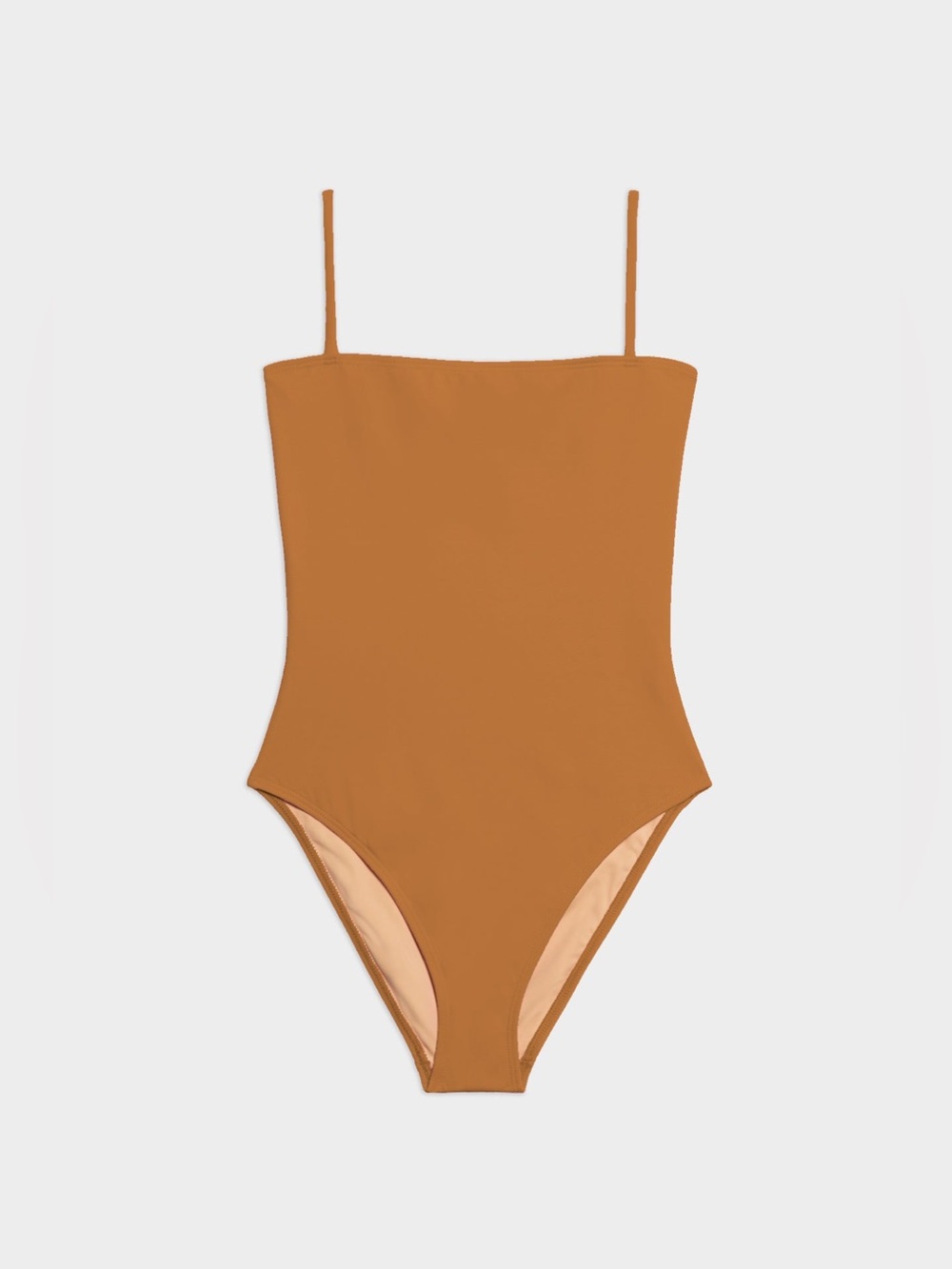 NU SWIM Straight One Piece Suit Minimalist Bathing Suit In Miso Size Medium